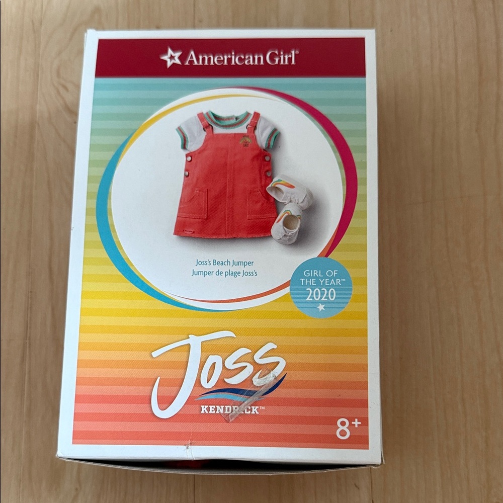 American Girl Joss Beach Jumper Set - Coral and White